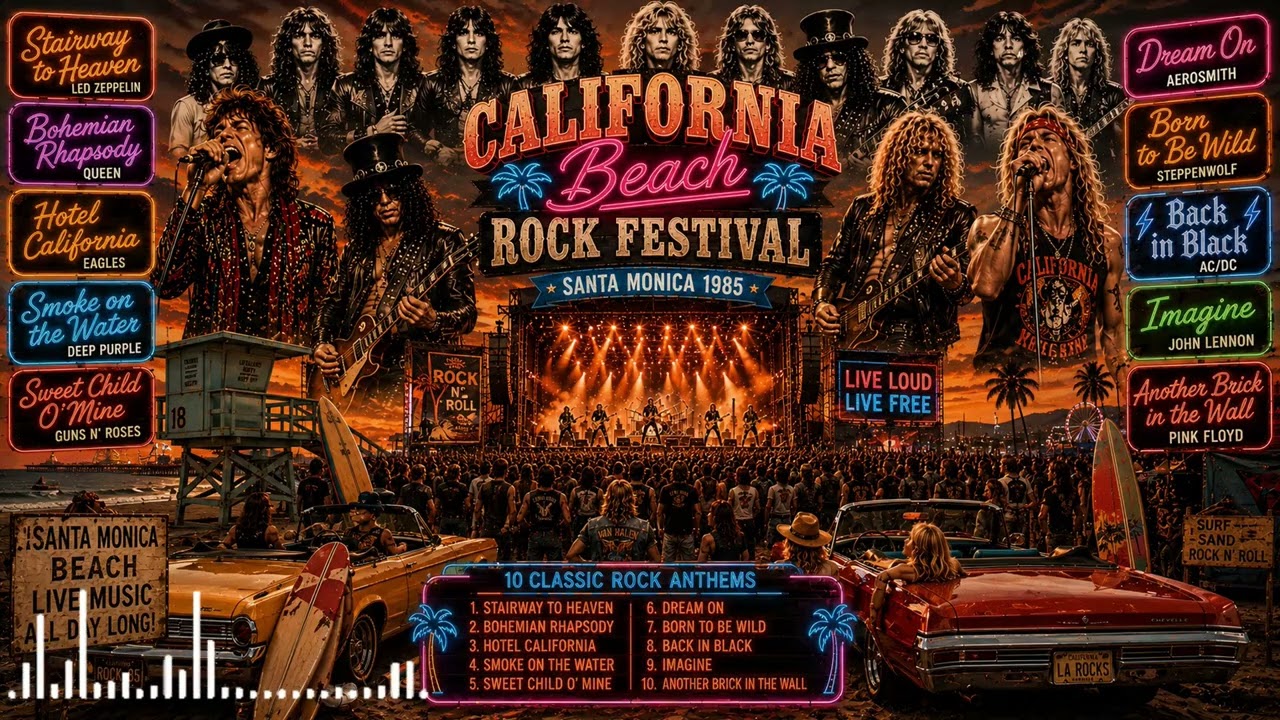 Rock Legends Beneath Neon Skies