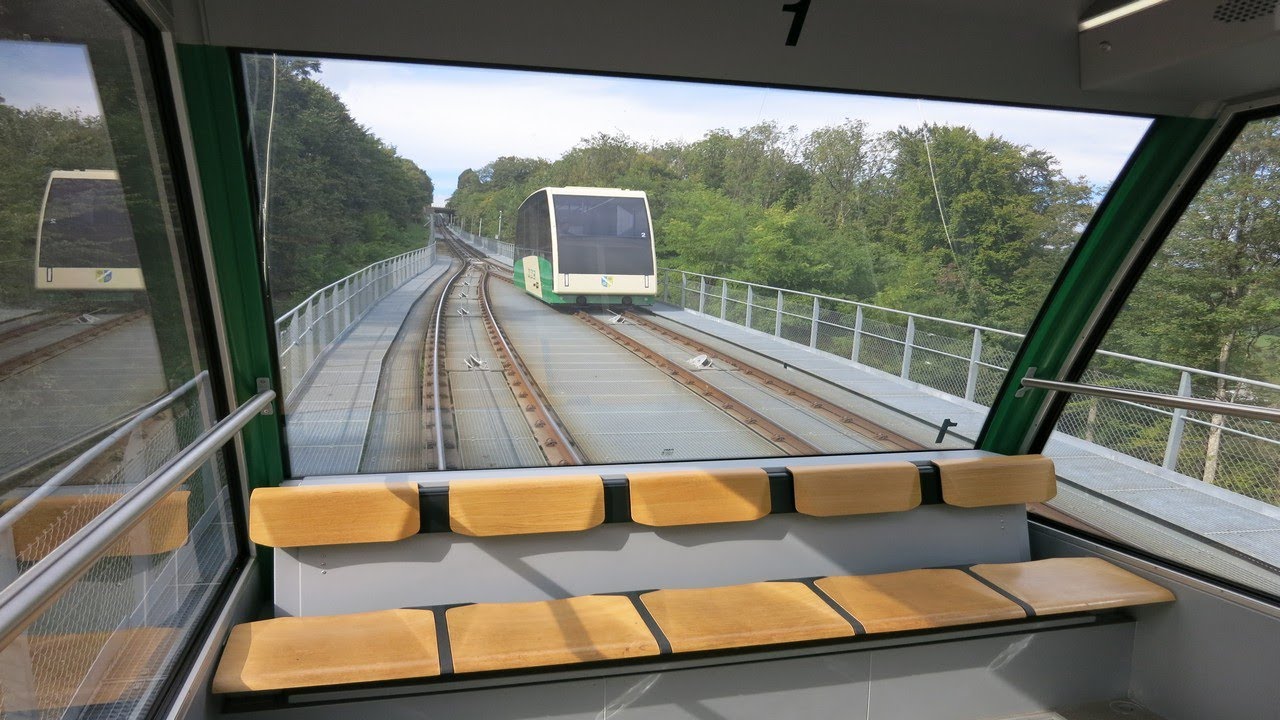Neue Standseilbahn Cossonay Bergfahrt 2022 funiculaire funicular funicolare Seilbahn