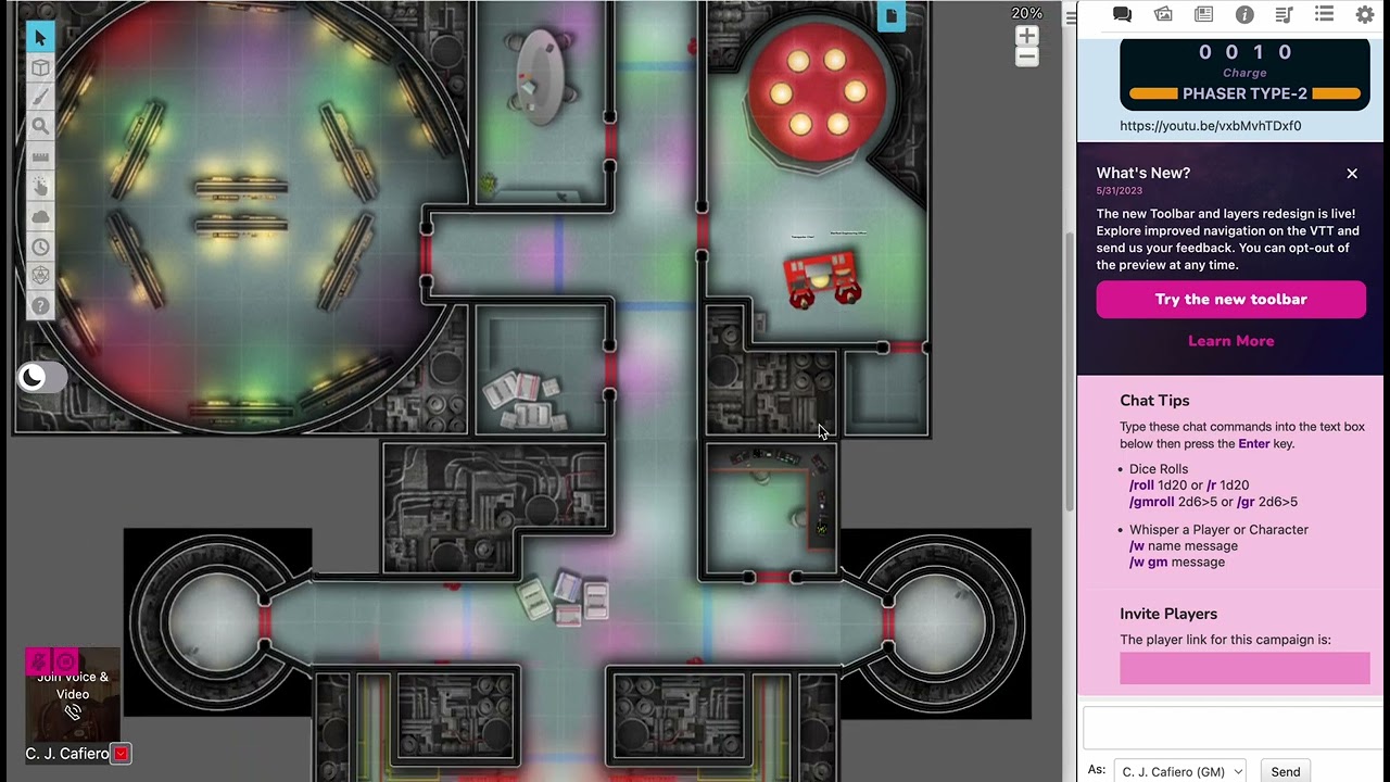 Roll20; Star Trek Adventures TOS set-up with animations