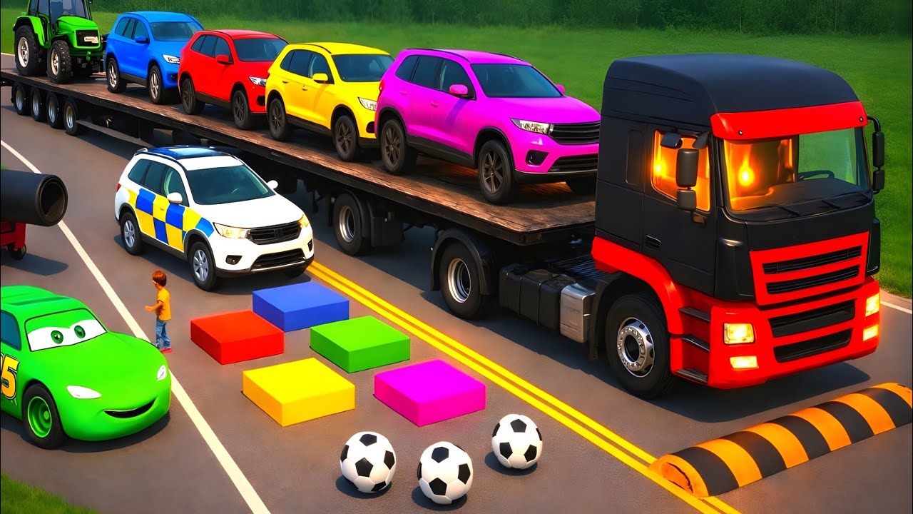 Flatbed Truck McQueen / Transportation with Truck / Pothole vs Car 55 / Mao Drive BeamNG