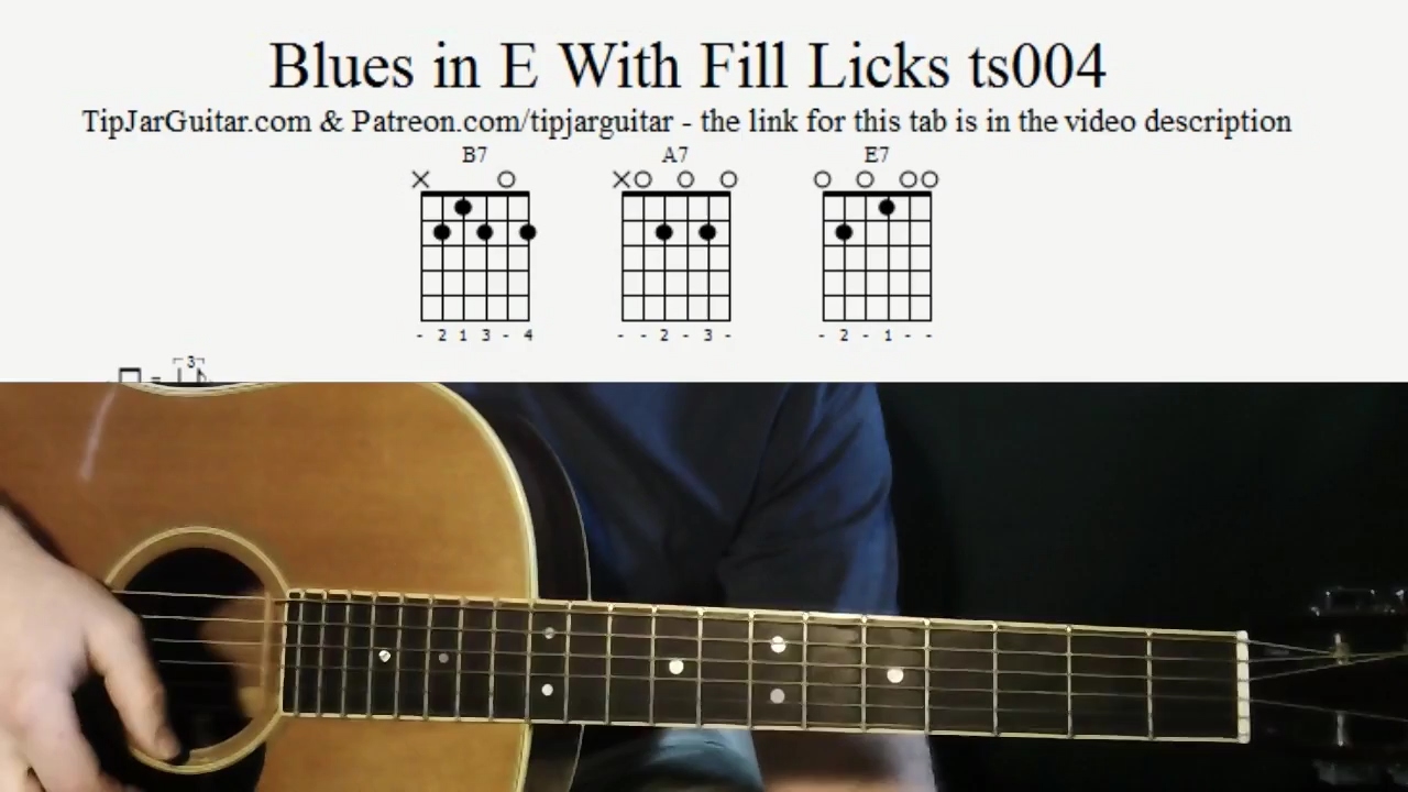 Blues In E With Fill Licks  - ts004  Part 1