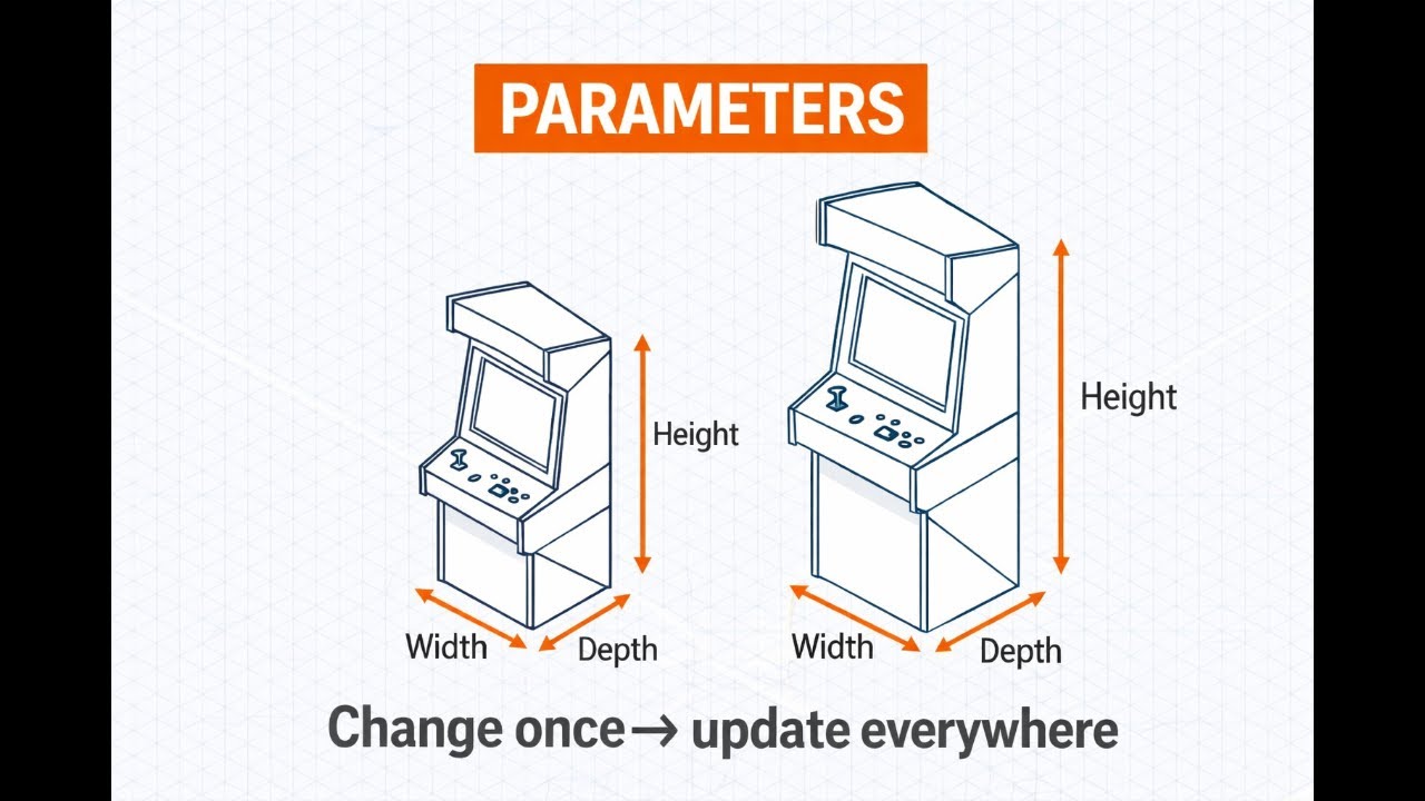 Fusion 360 Parameters Tutorial — Master Parameter Tables & Insert Derive | Arcade Cabinet Series