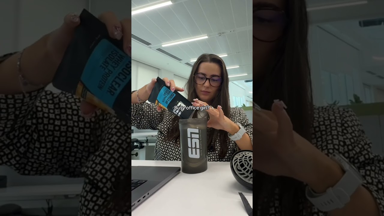 Struggling to hit your protein goal at the office? 🍓👀ESN isoclear code ANON to save🧃 #9to5 ad