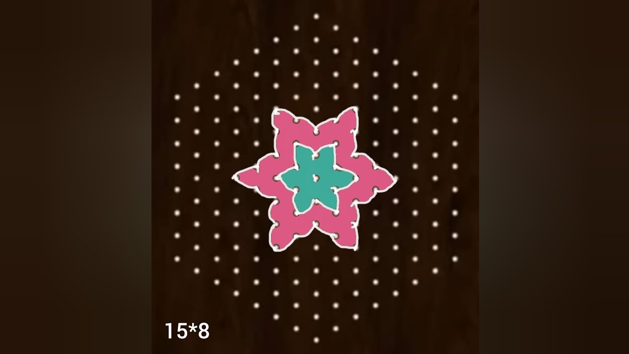 15*8 dots lotus flower rangoli 🪷newyear celebration 🪷Sankranti chukkla 🪷ugmugglu