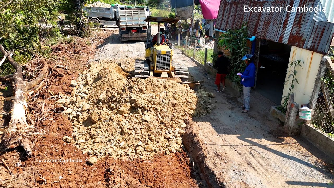 Best Project Building Foundation New Road By Miniature Bulldozer D20P And 5Ton Truck Dumping Soil