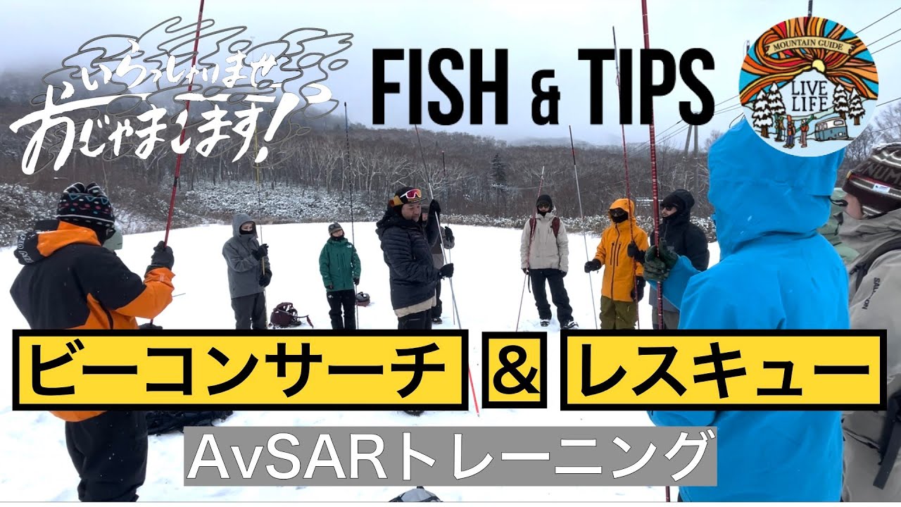 雪崩が起きたらどうする！？事前に対策、ビーコンサーチ&レスキューAvSARトレーニング(Fish&Tips×MountainGuideLiveLife)
