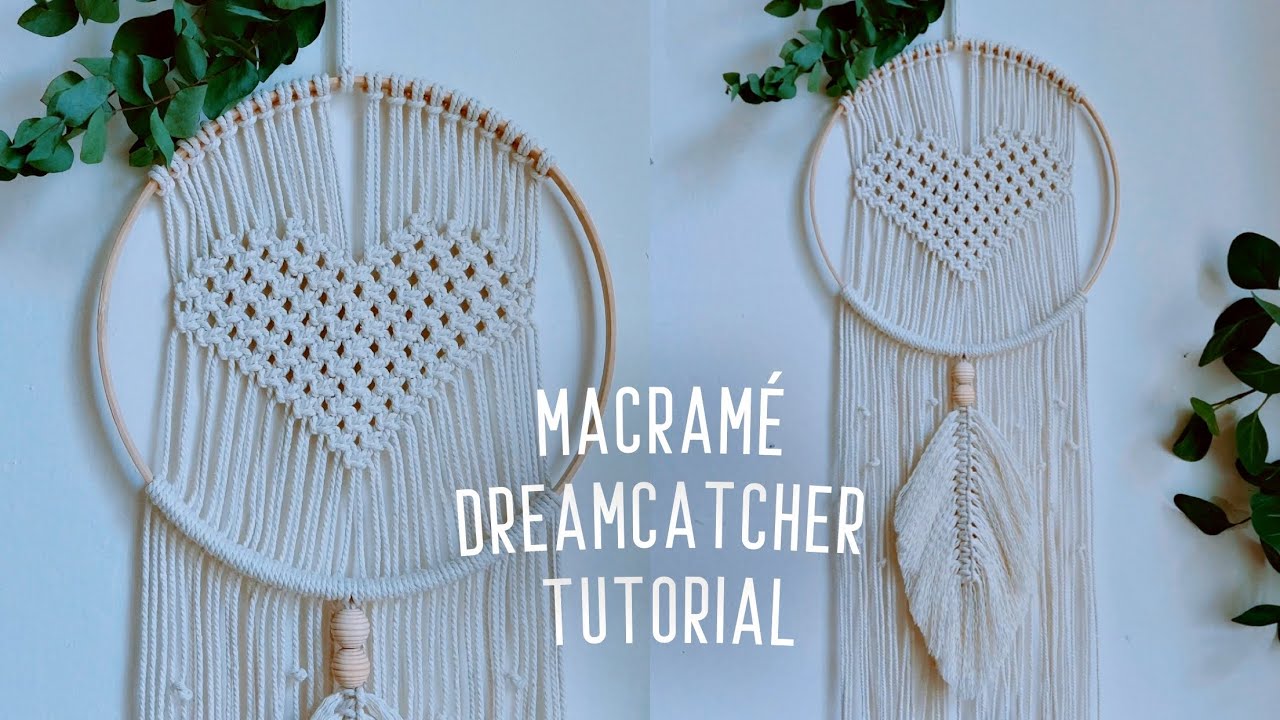 HEART DREAMCATCHER TUTORIAL • Macrame Wall Hanging w/ Feather • Easy Beginner DIY • Boho Room Decor