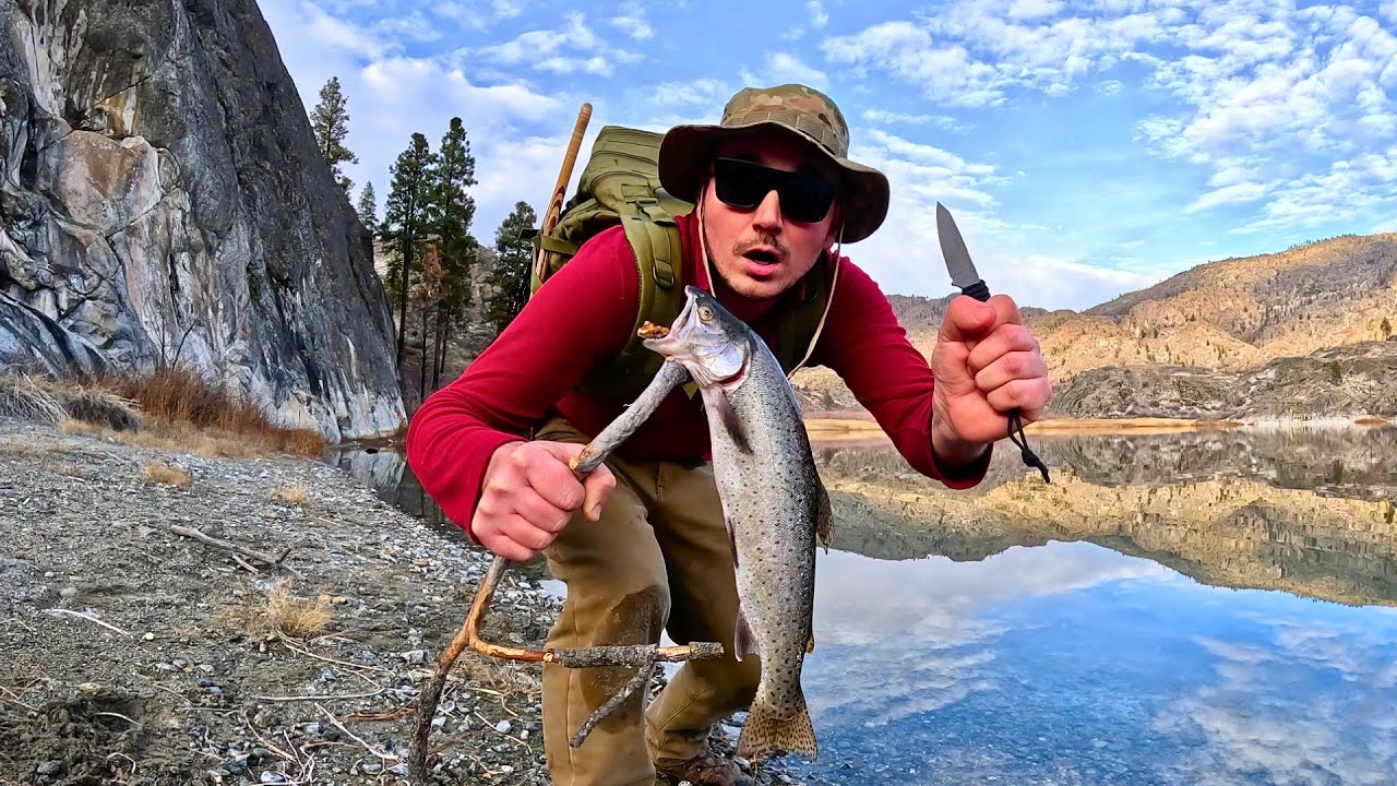 Giant Trout Fishing & SOLO Survival!! NO FOOD NO WATER (Catch & Cook)