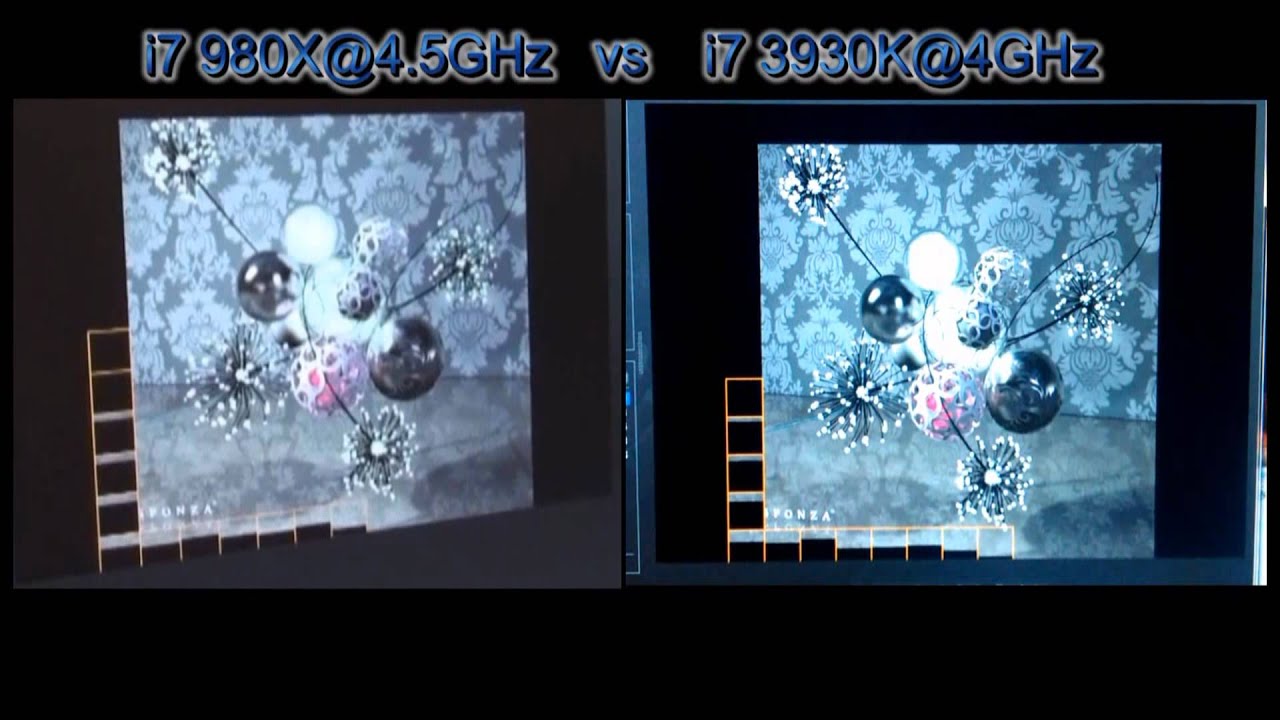 Intel i7 980X@4.5GHz vs Intel i7 3930K@4GHz - Cinebench 11.5