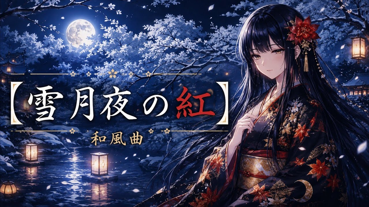 【雪月夜の紅】 #和風bgm  #アニメ #Gemini3 #ai #pixverse