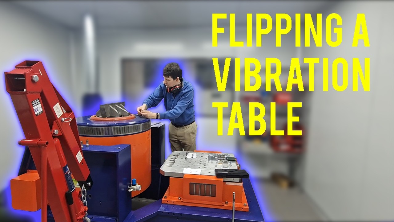 Time-lapse Flipping vibration table used for testing satellites