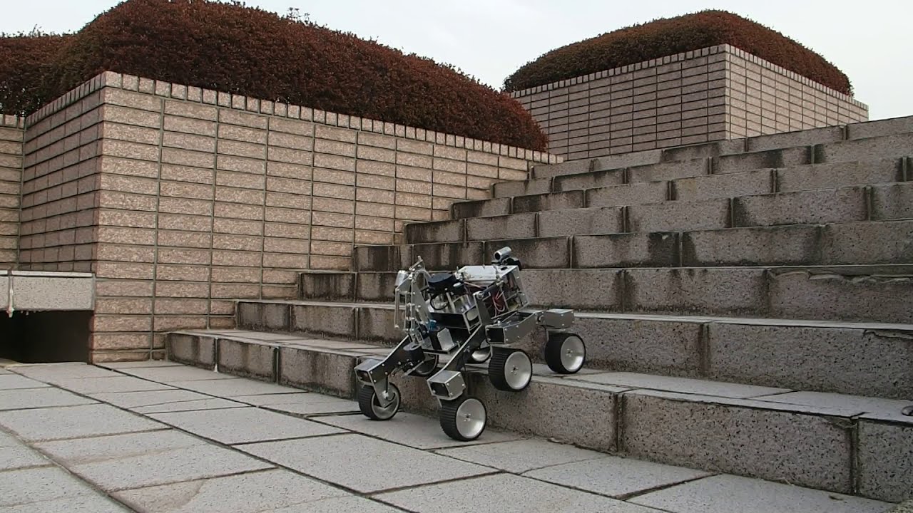 Rocker Bogie Rover going up a step 01