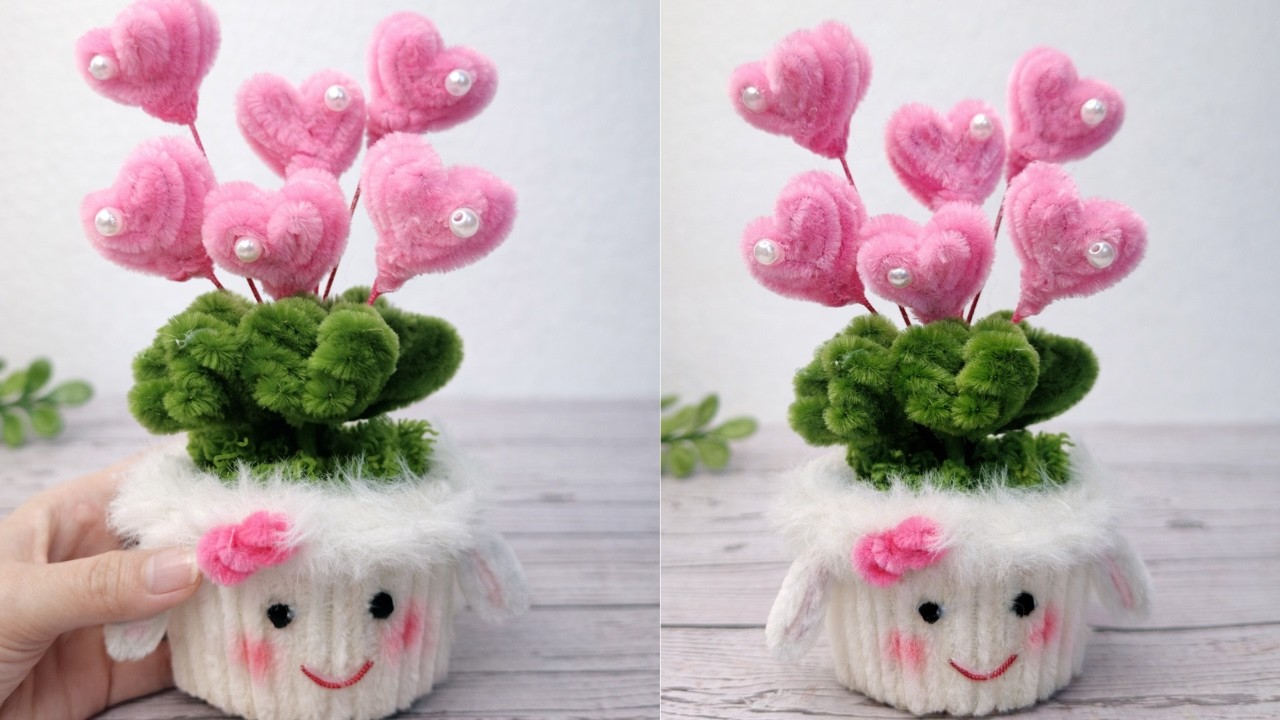 ❤️ 100均モールで作る！ハートの花鉢を作ってみた