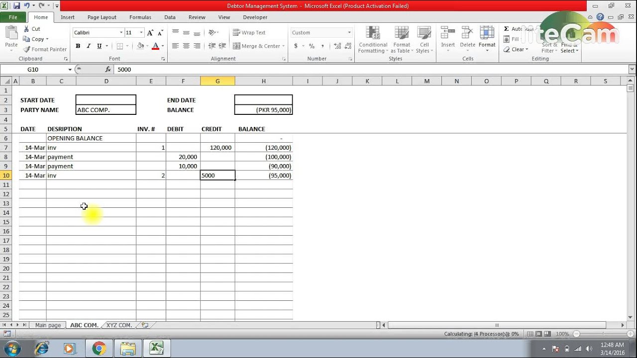 Make Accounts Receivable Ledger in Excel