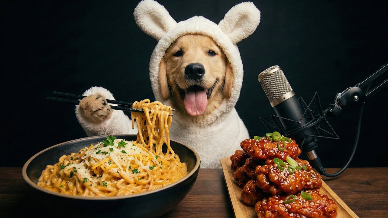 ASMR MUKBANG | 🍜🍗🌶 Creamy Buldak Carbonara with Fiery Korean Fried Chicken