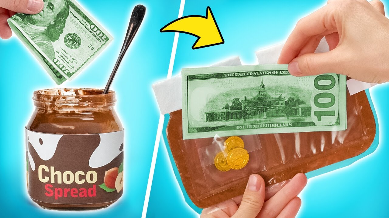 Isso é NOZ! Fizemos uma carteira que parece um pote de pasta de chocolate com nozes