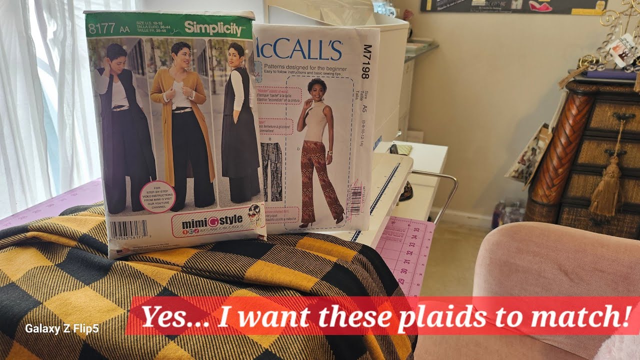 Matching the plaid pattern on these knit pants.  Birthday make #2.  McCalls 7198. 11/12/24