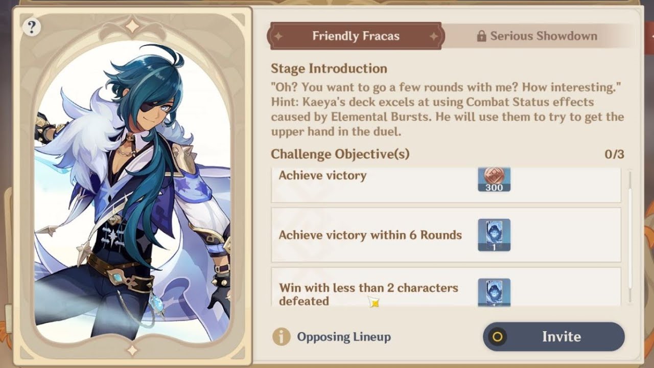 Genshin Impact - Genius Invokation TCG: Kaeya - Friendly Fracas TCG Battle