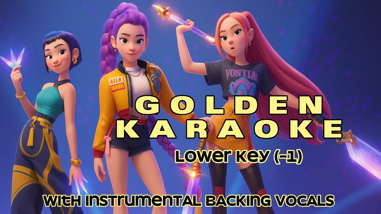 GOLDEN KARAOKE LOWER KEY -1 with INSTRUMENTAL BACKING VOCALS | HUNTRIX 