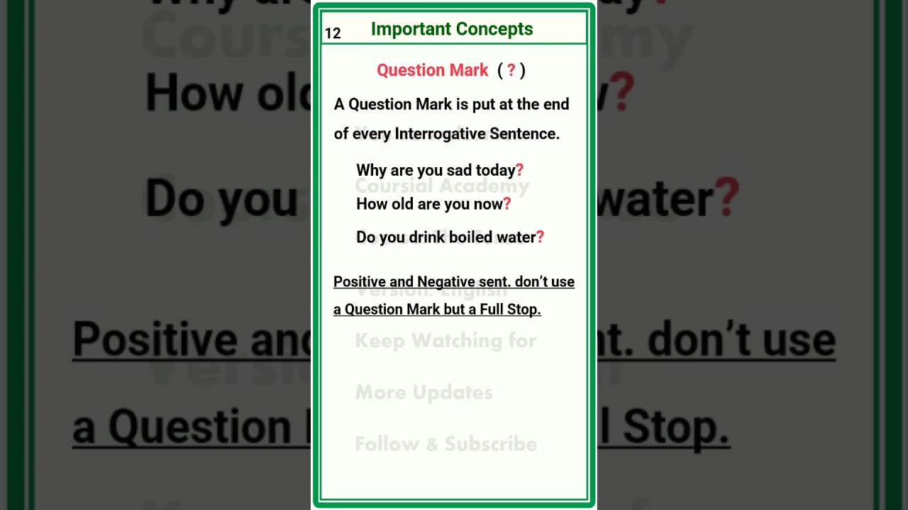 Use of Question Mark in English Grammar