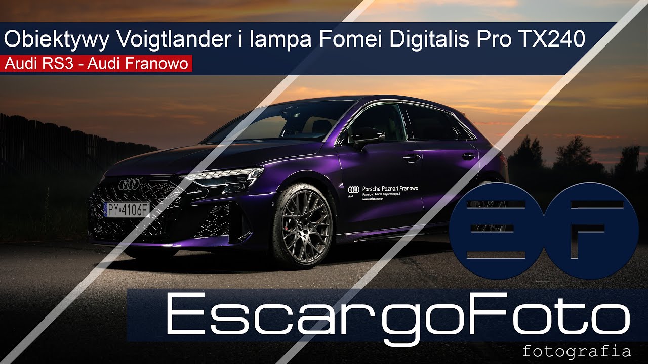 Obiektywy Voigtlander i lampa Fomei Digitalis Pro TX240 na sesji z Audi RS3