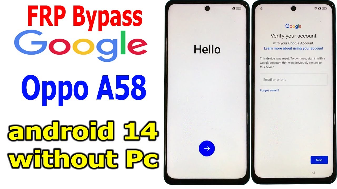 Oppo A58 Android 14 FRP Bypass Google Account Lock without PC