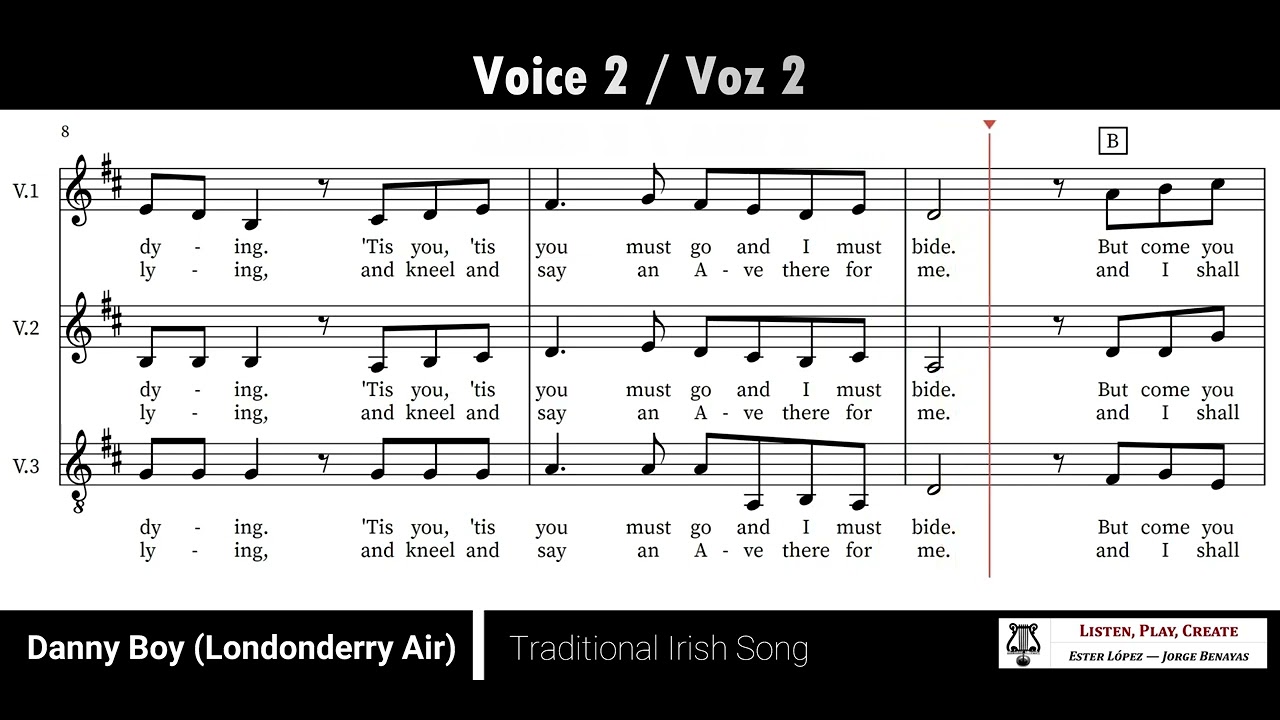 Danny Boy (Londonderry Air) - Traditional Irish Song (Re M-Separated Voices)