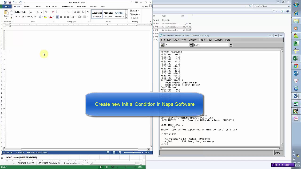 Create a new Initial Condition in Napa software