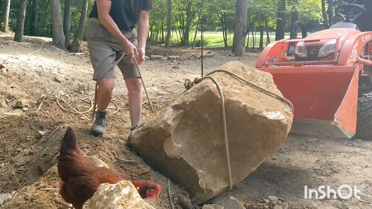 Kubota BX23S Compact Tractor Extracting & Moving Boulders With 'Little Orange' Part One
