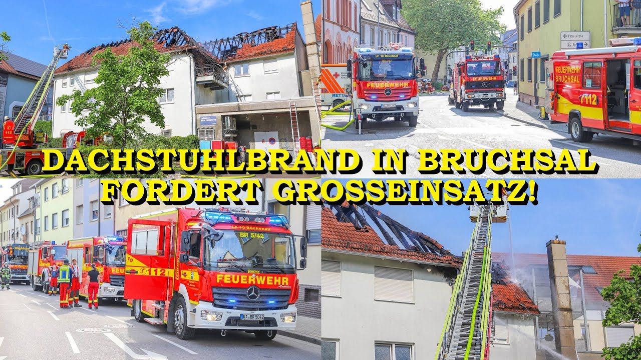 [MASSIVER BRAND IM DACHSTUHL] 100 Einsatzkräfte | Menschenrettung | Feuerwehr ~ Bruchsal