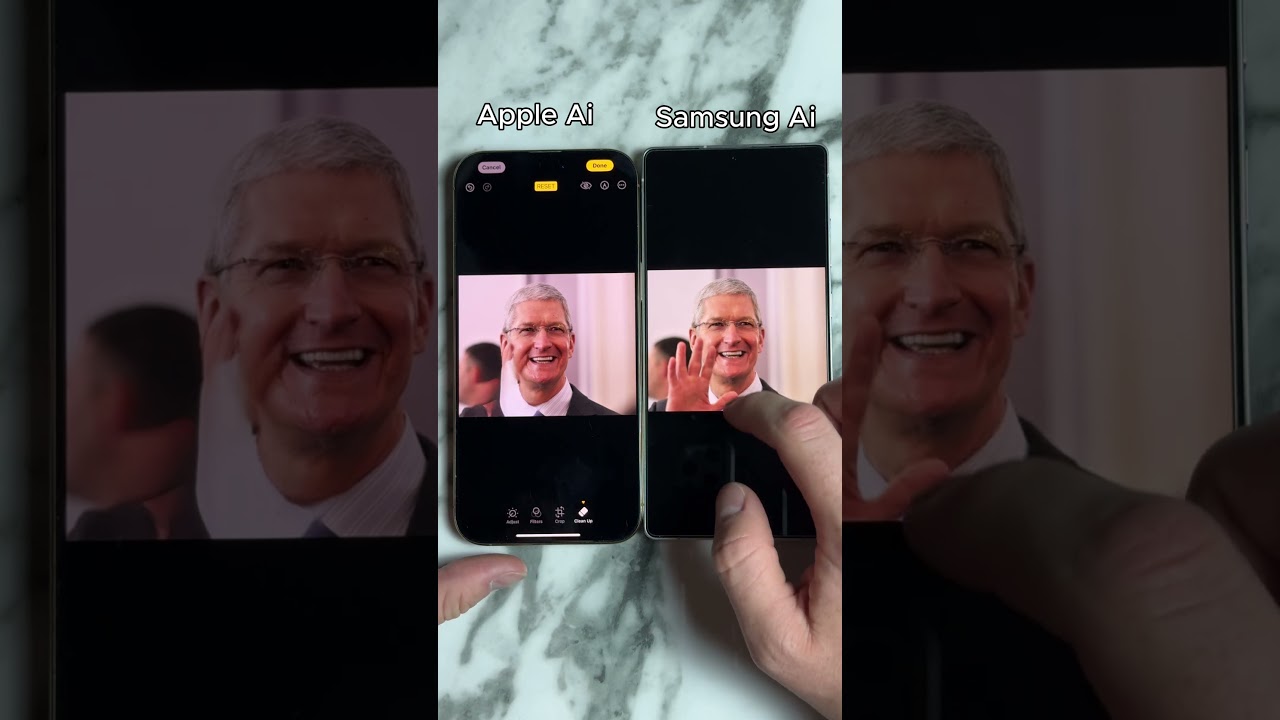 Apple AI vs Samsung AI on Tim Cook 😳 Who Knows Him Better? #appleai #samsungai #timcook #ai #tech