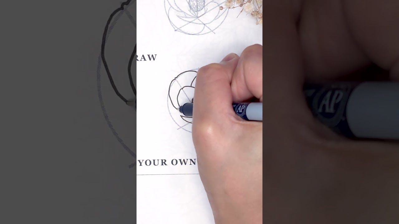 Camellia Japonica flower drawing in easy stages from the ultimate flower drawing guide book ✨🥰