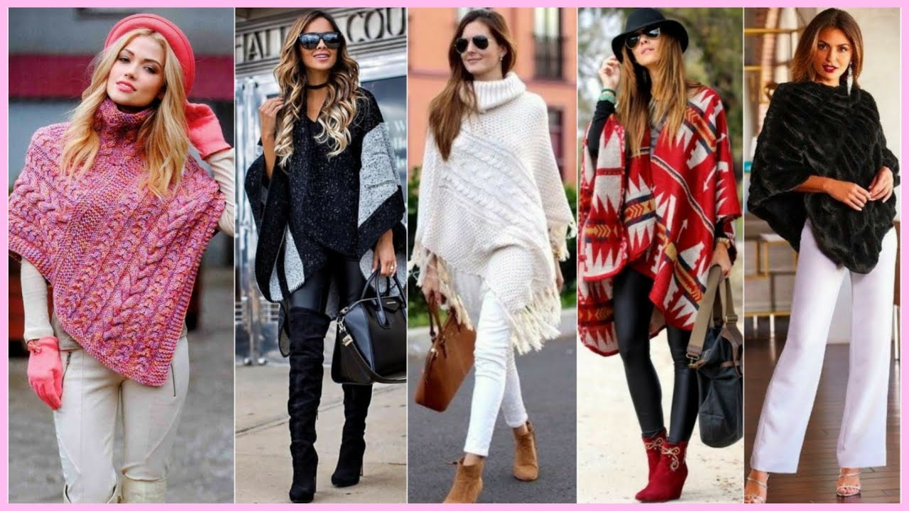 ESPECTACULARES OUTFITS CON PONCHOS DE LANA Y CAPAS TEJIDAS 😍🧶 LOOKS 2022