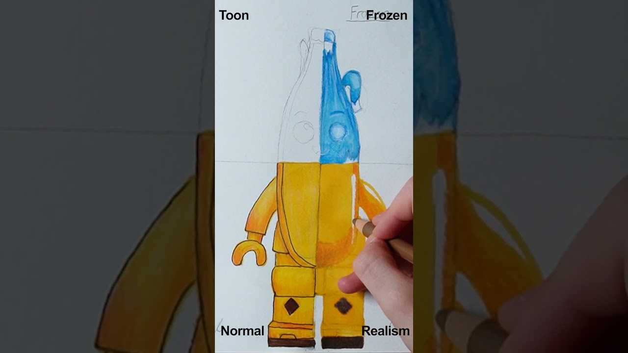 Drawing Fortnite LEGO Peely | 4 Ways!!! | Realism