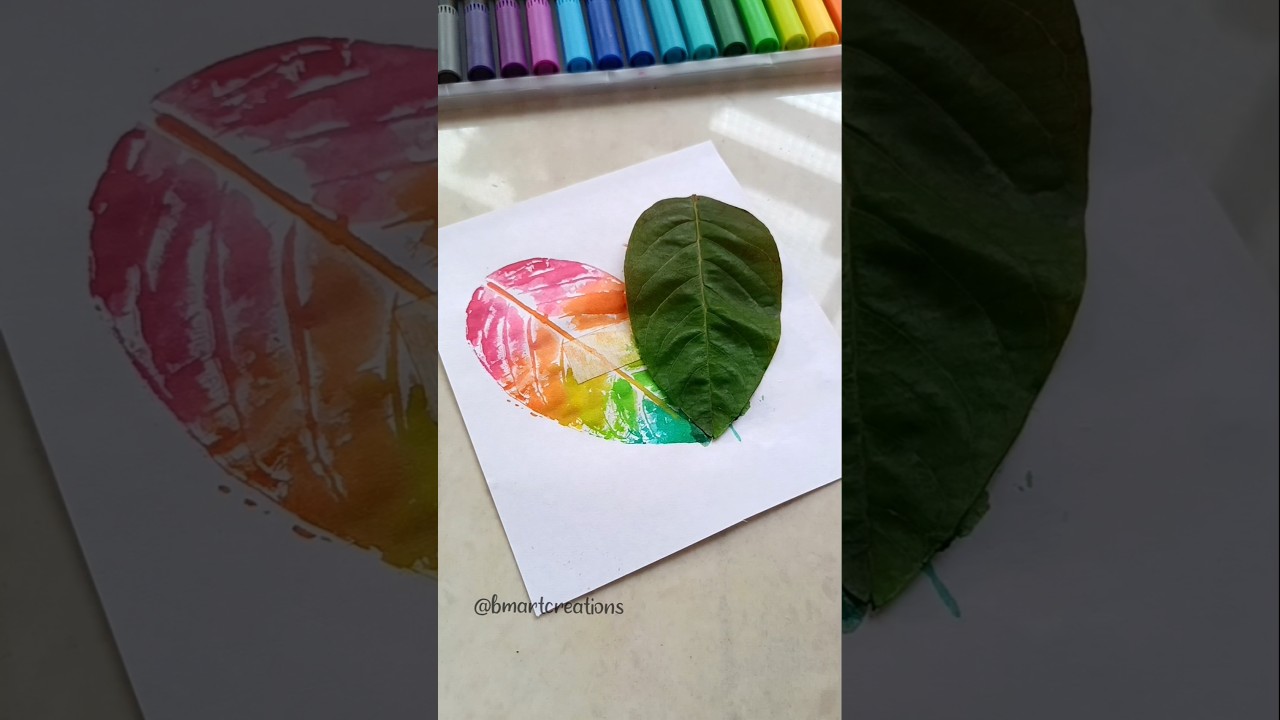 Colourful leaf painting🤯🍃🌈 #shorts #paintingideas #leafpainting #easy #diy #colors #shortsvideo #art