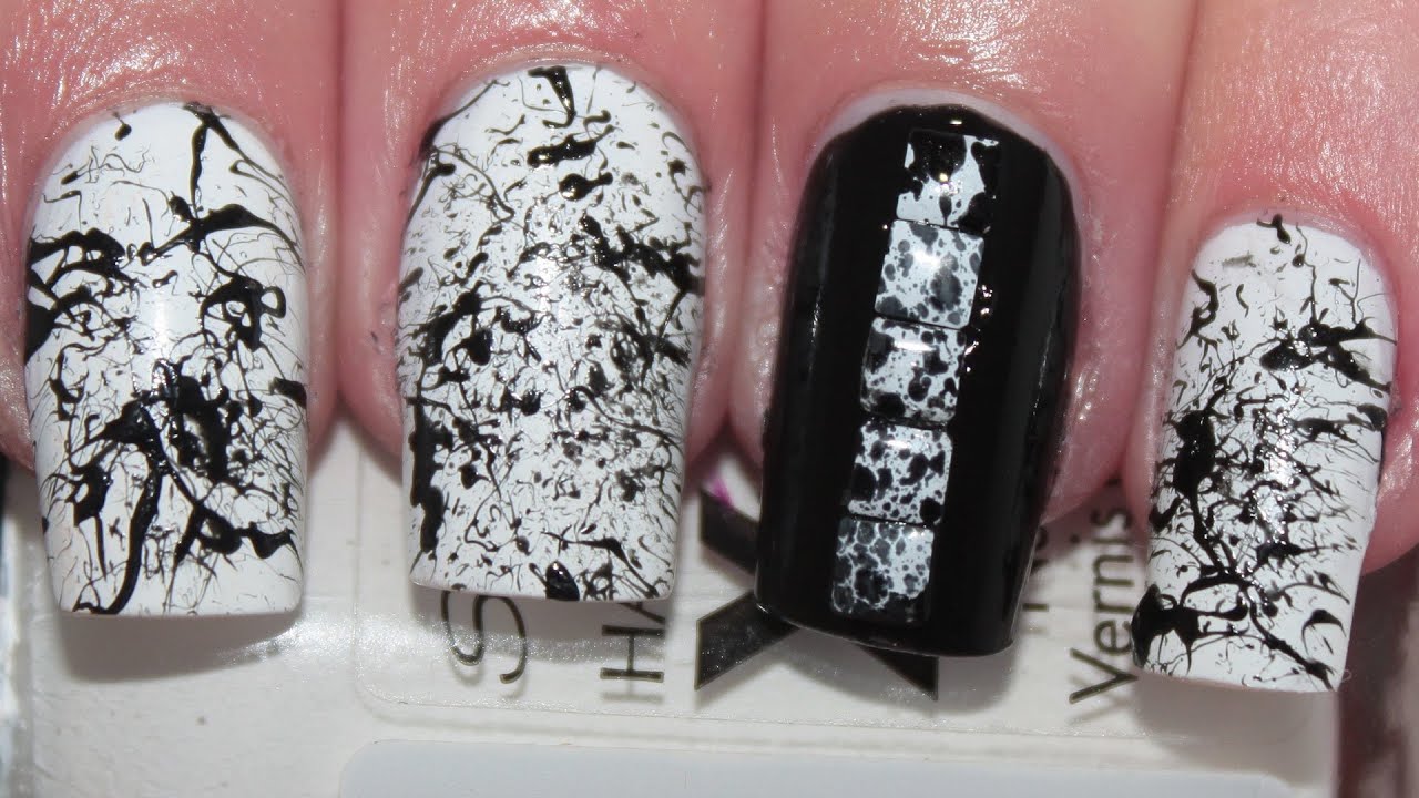 Black & White Splatter Nail Art Tutorial