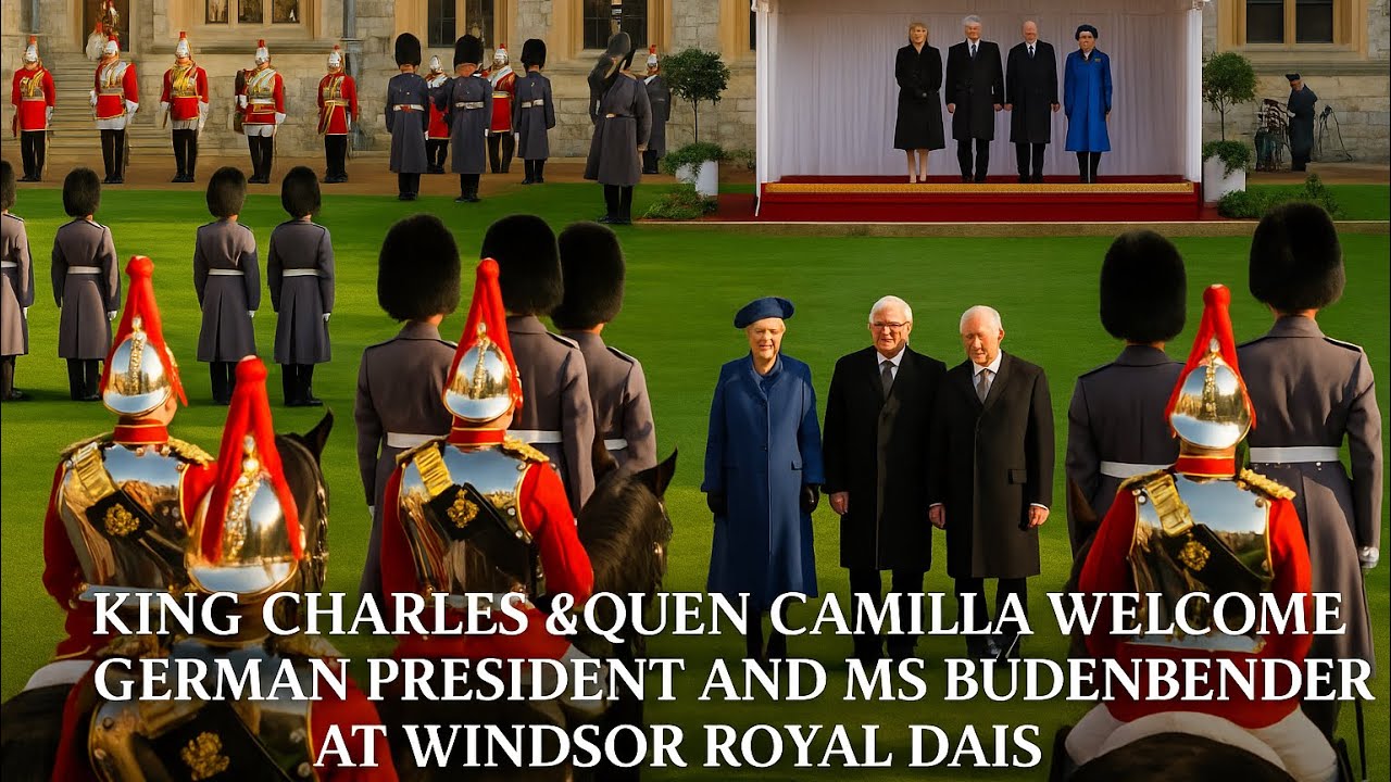 King Charles & Queen Camilla Welcome German President and Ms B&uuml;denbender at Windsor Royal Dais