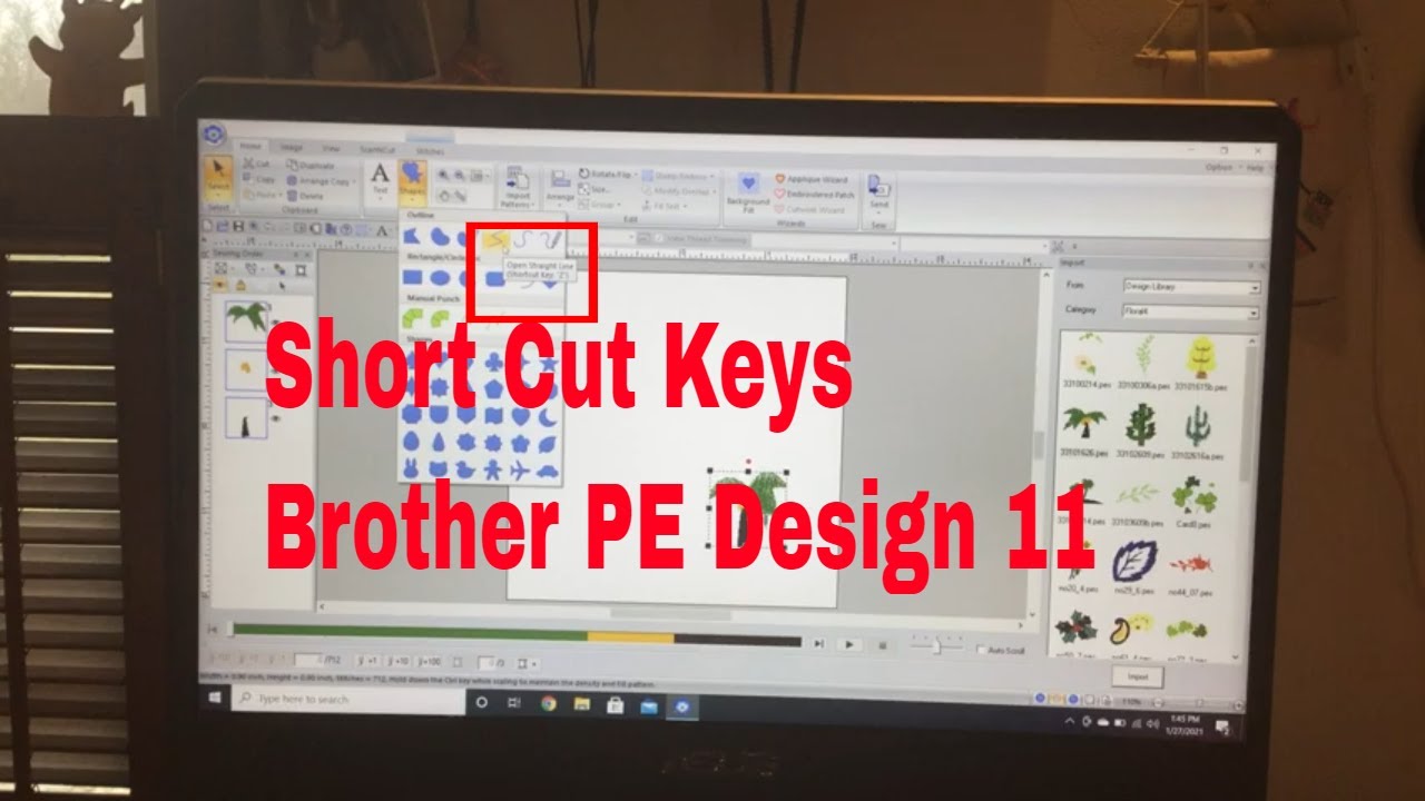 Brother PE Design 11 Shortcut Keys