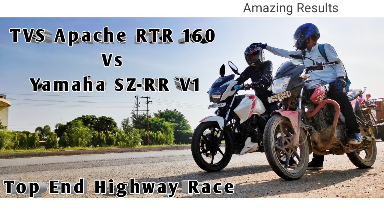 TVS Apache RTR 160 2V Vs Yamaha SZ-RR V1 | Top End | Highway Deadly Race | UP65 Racers