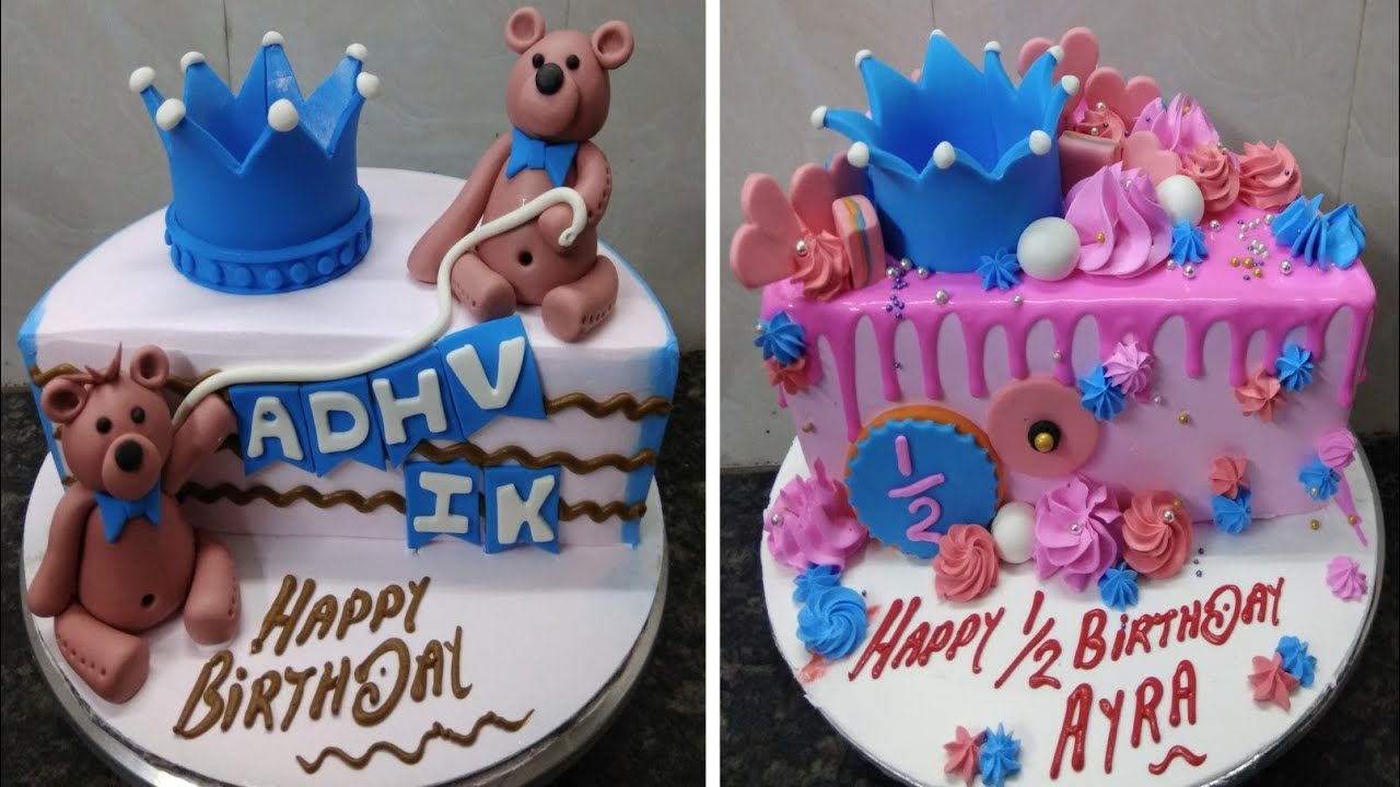 Top Amazing Two Half Birthday Cake Design|Crown cake |Teddy bears cake | princess cake easy Design