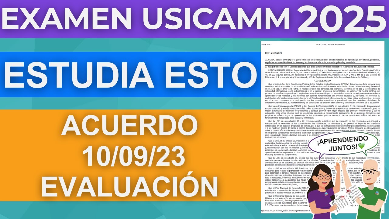 Qué estudiar ACUERDO 10/09/23 Evaluación Formativa Examen Admisión Vertical Horizontal USICAMM