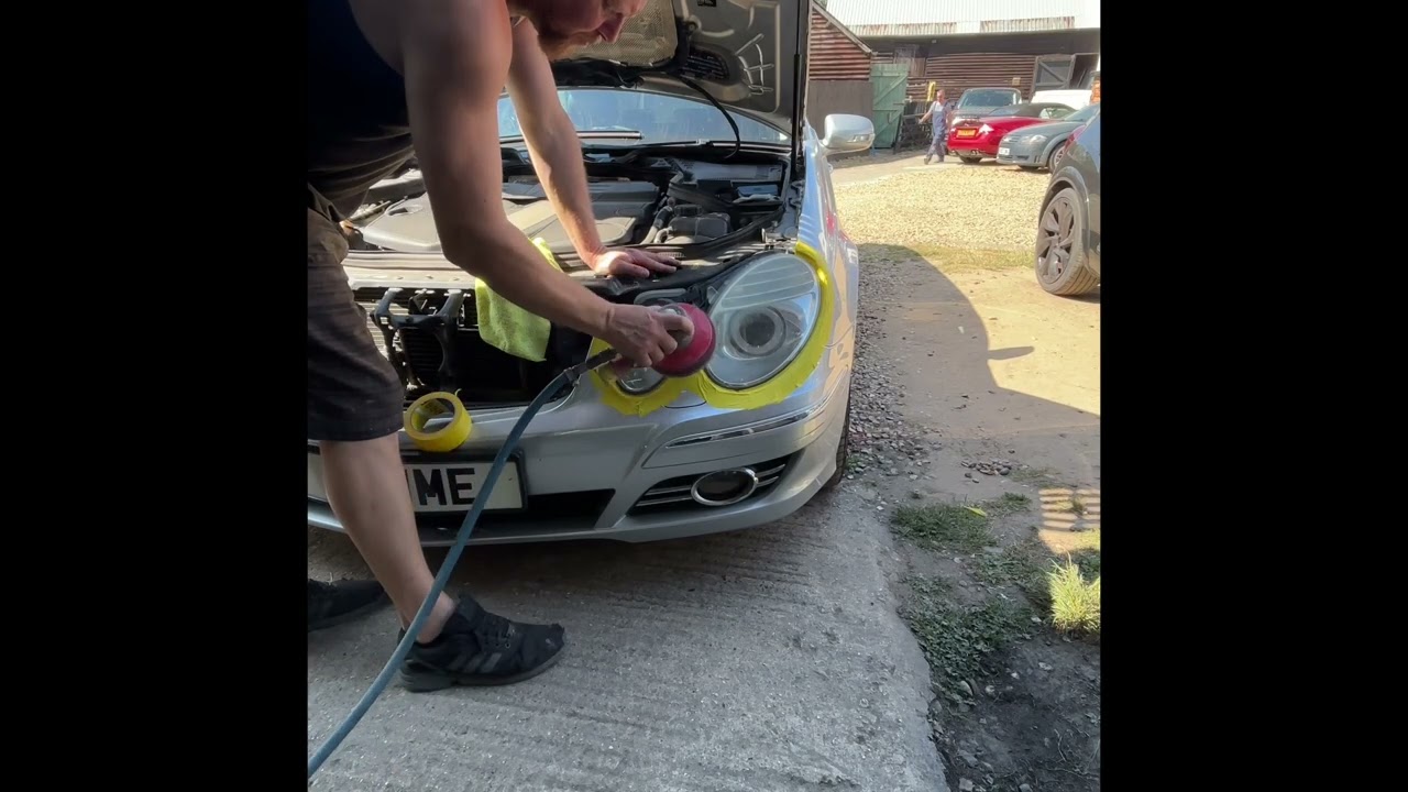 Headlight polishing part1 #mercedeseclass  #bodywork #diy 