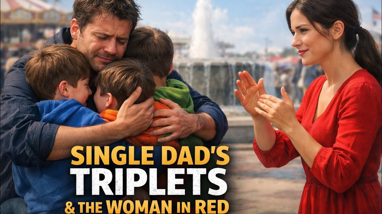 Single dad's triplets found the woman in red—her sign language response left him frozen 