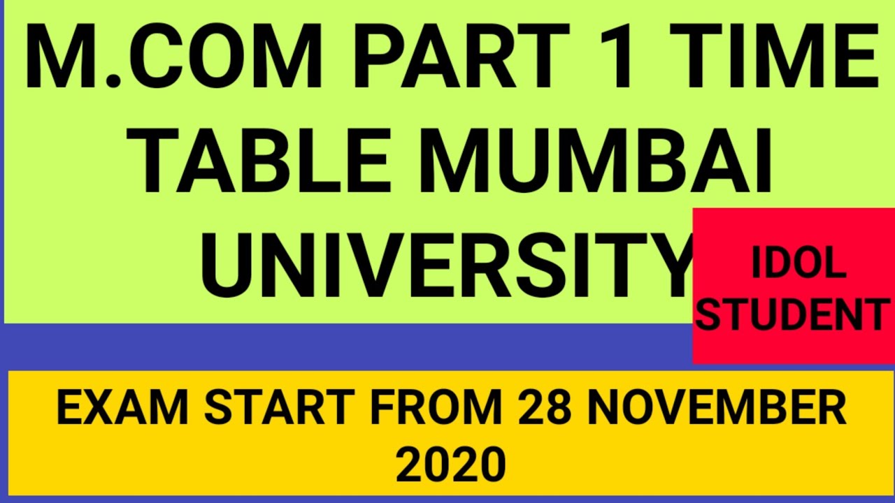 m.com part 1 exam timetable idol student November 2020 | mumbai university | latest update |