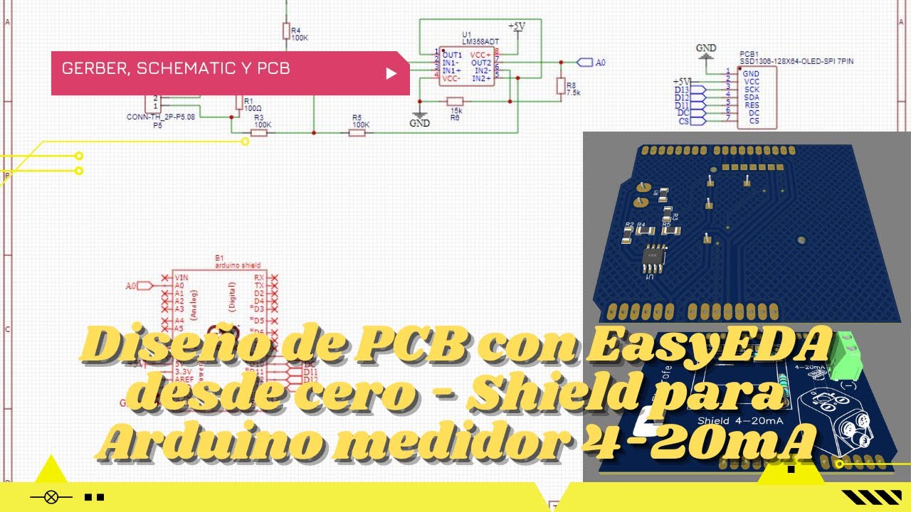 ⚡ Diseño de PCB con EasyEDA desde cero - Shield para Arduino medidor 4-20mA y SMD, Gerber y PDF