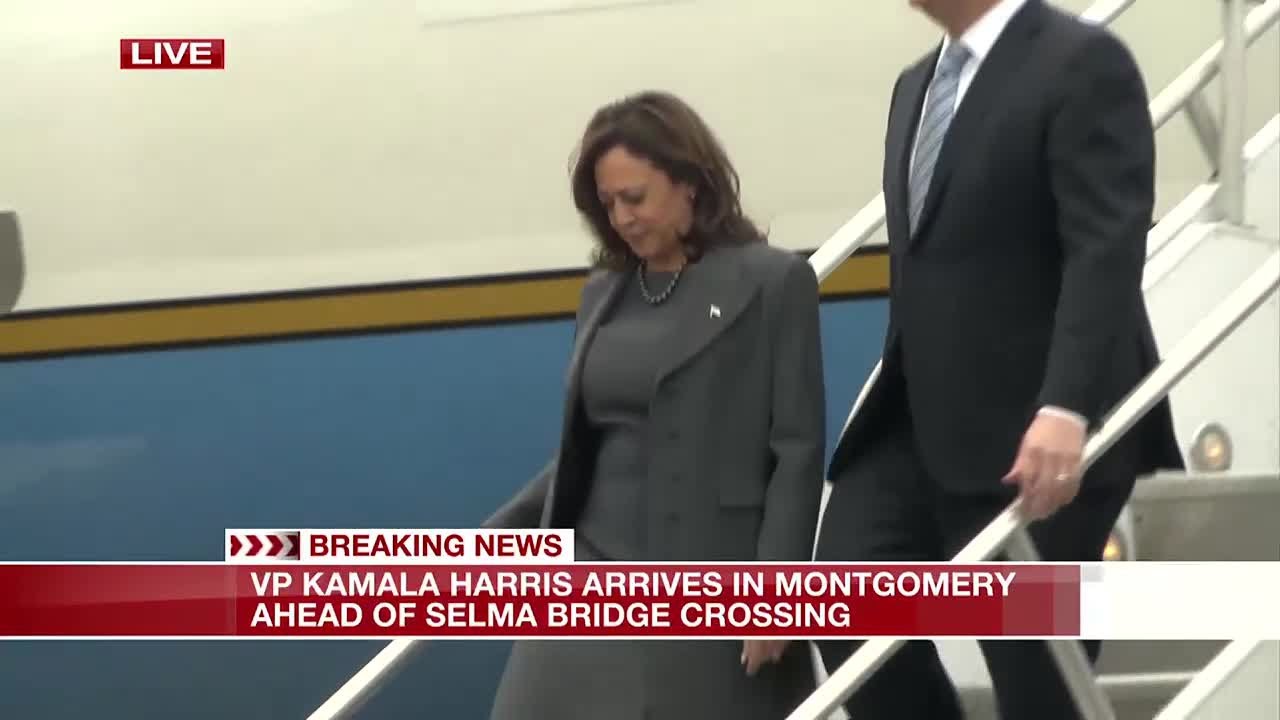 Vice President Harris arrives at Maxwell AFB, departs for Selma