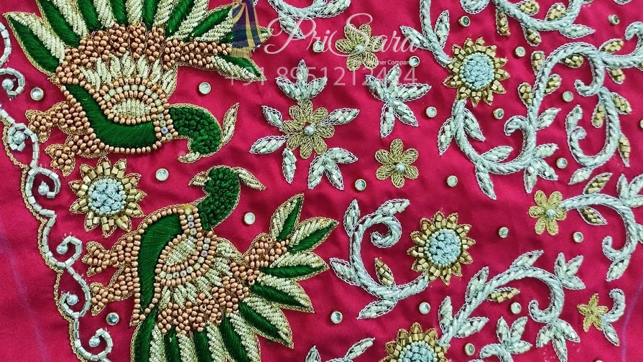 Heavy Bridal Blouse Design | Embossed Thread Loading & Zardosi Work Tutorial