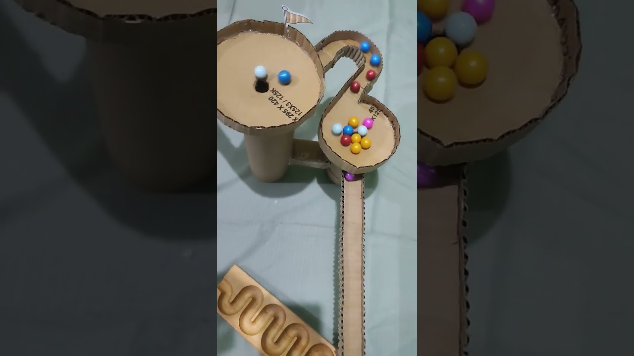 Diy Marble Run Tracks From Used Cardboard,Snake Track Board Marbles,Satisfying,Asmr,lintasan Ular