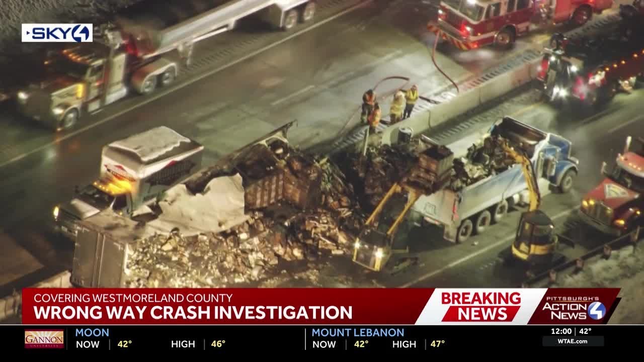 Wrong-way crash involving SUV and tractor-trailers on I-70 in Pennsylvania
