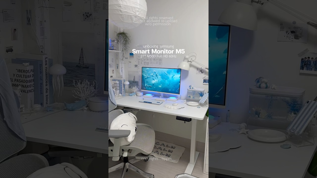 Unbox Samsung Smart Monitor M5 27&rdquo; 🫶🏻🫧🩵☁️ (Part 1) #samsung #smartmonitor #m5 #desk #desksetup